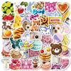 50 New Style Ins Style Girl Graffiti Stickers Cute Cat Dessert Doll Waterproof Stickers