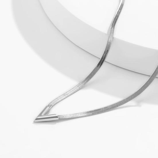 Adjustable Extended Chain Oblate Men Necklace V-shaped Charm Choker Necklace Jewelry Accessories