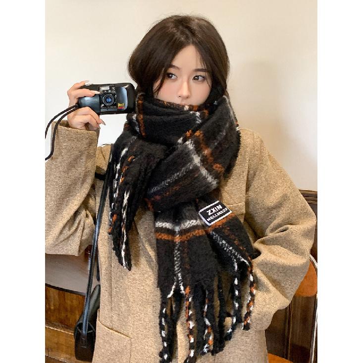 Шарф Зимний Новая Коллекция Осенне-Зимняя Атмосфера Клетчатая Бахрома Для Пар, Теплый И Студенческий Стиль Высокого Класса Шарф