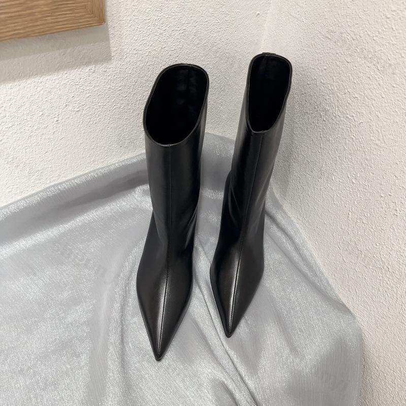 Women's Ankle Boots 2026 Autumn Pointed Toe Women High Boots Fashion Sexy Low Heels Elegant Pu Leather Short Boots Mujer Botas