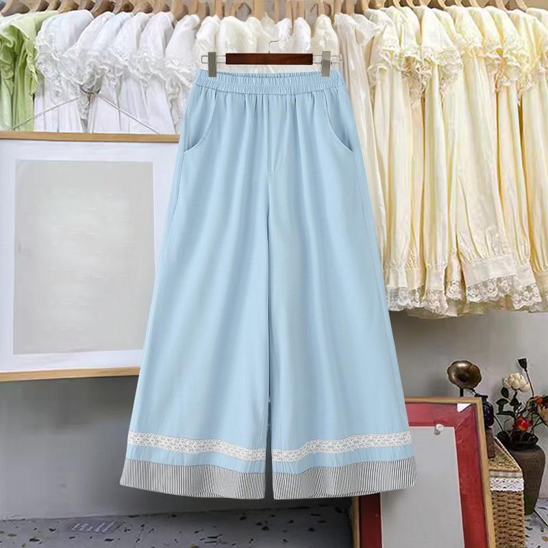 ZANZEA Женские повседневные укороченные брюки свободного кроя с эластичной талией и полосатой вставкой