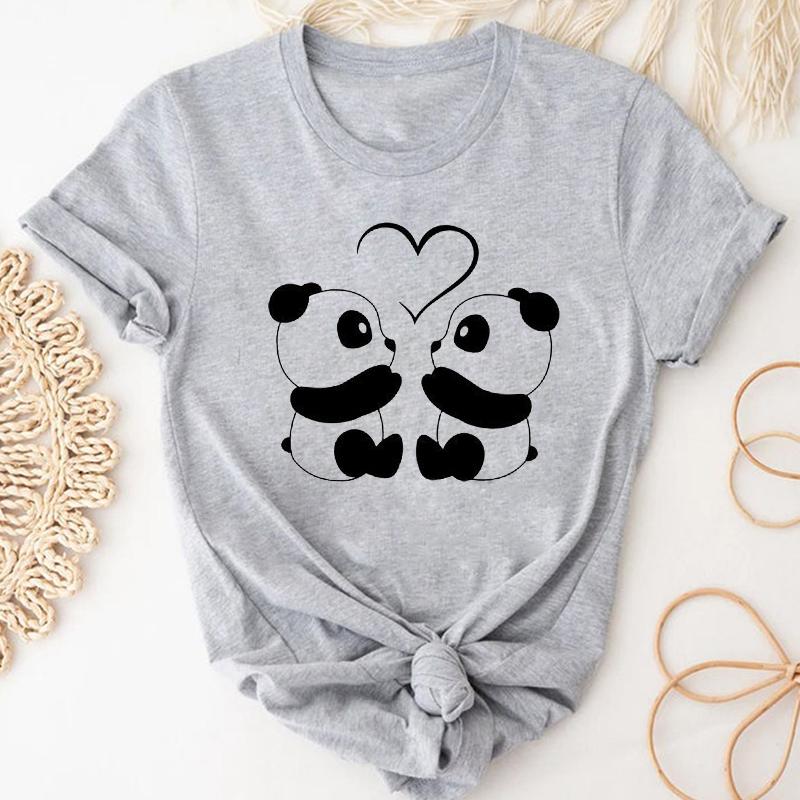 Футболка, модная футболка, одежда, повседневная, Sweet Love, панда, весна, с коротким рукавом, женская футболка с принтом, летняя женская футболка с рисунком