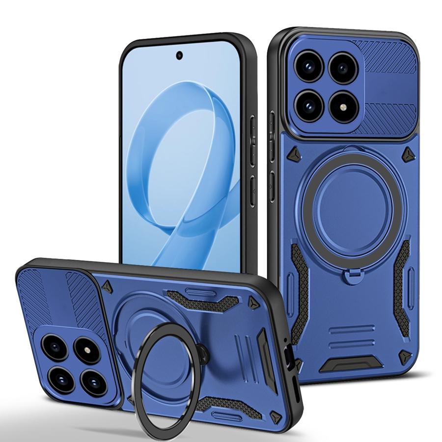 Бронированный противоударный магнитный чехол для Xiaomi 14T 14 15 15T Poco C75 C85 X7 M6 M7 Pro 5G F7 Ultra с кольцом-держателем для автомобиля