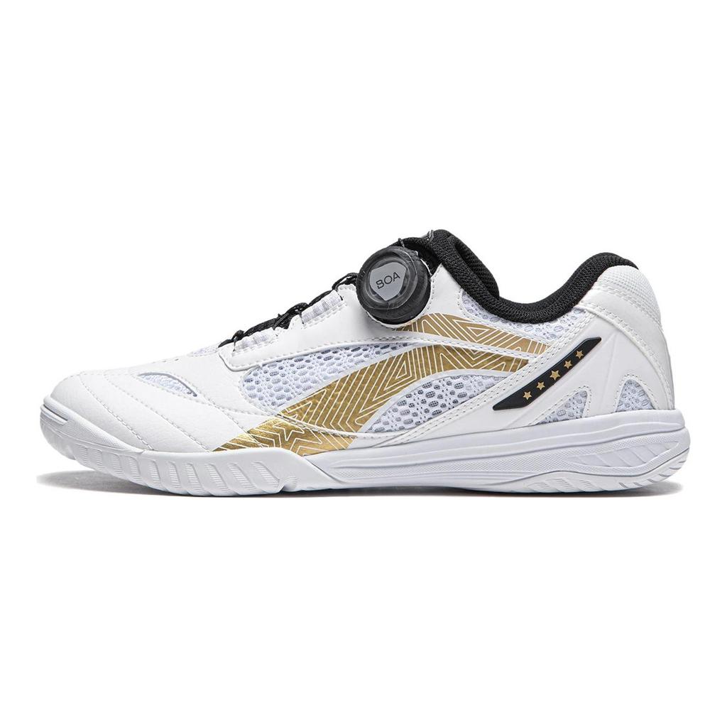 Li Ning Устойчивые к истиранию Низкие кроссовки для настольного тенниса Унисекс Белый Золотой Черный APPU005-2