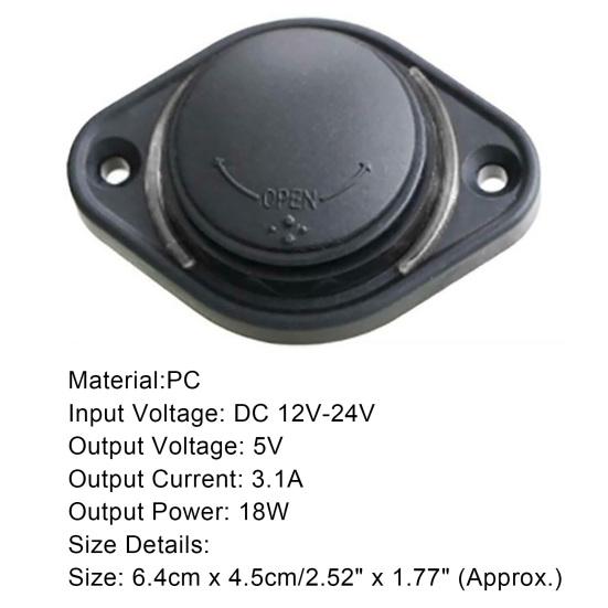 3.1A 12-24V Сдвижная крышка Автомобильный автобус Лодка Двойной USB-порт Зарядное устройство Розетка
