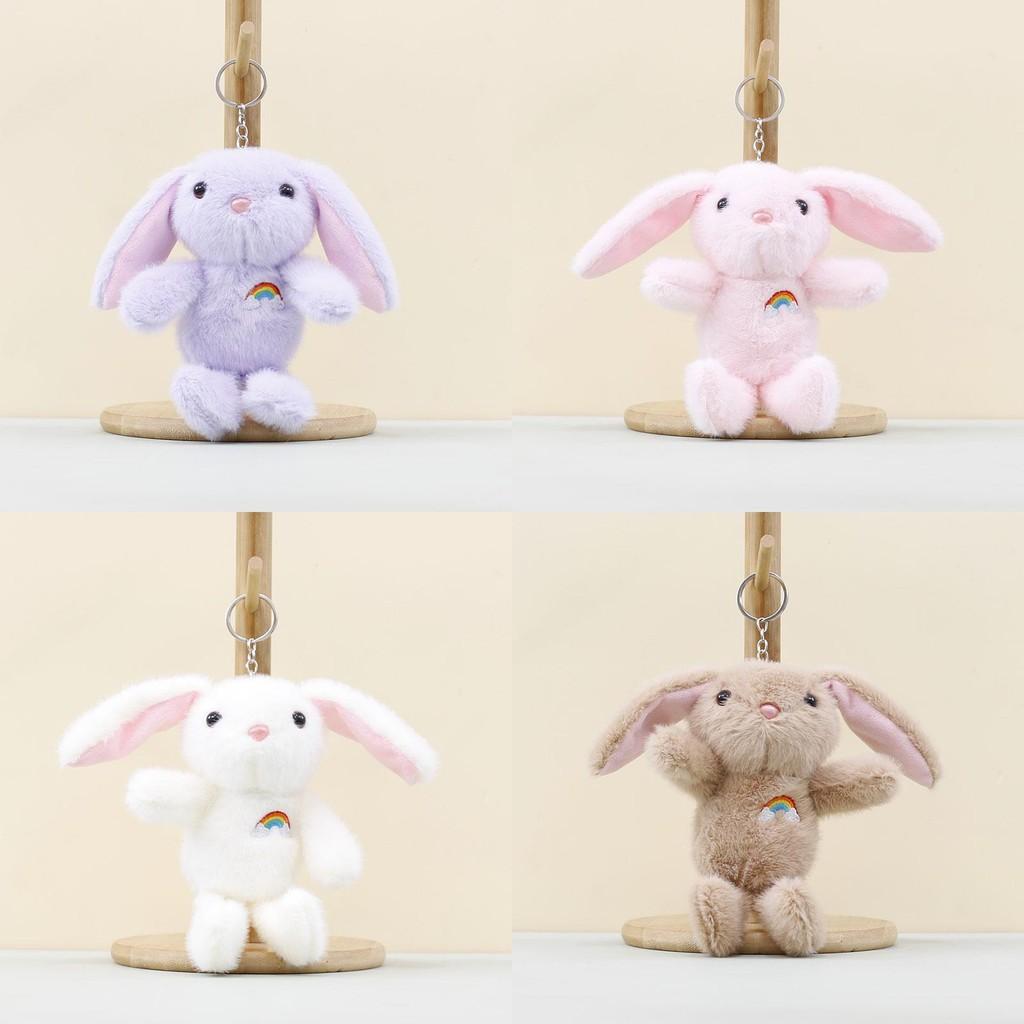 Rainbow Eared Long Rabbit Keyring Soft Stuffed Toy For Kids And Teens Cotton Pp