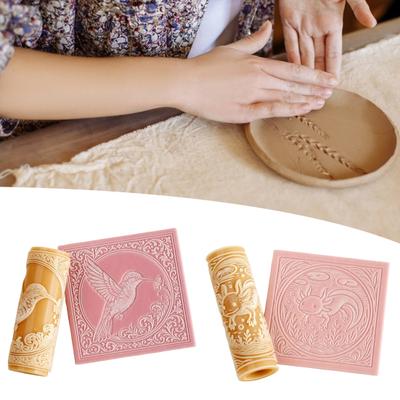 1/4 шт. Глиняный ролик, форма для тиснения, высокоточный ролик с гравированным узором, лунный дизайн, керамический инструмент, DIY ремесло