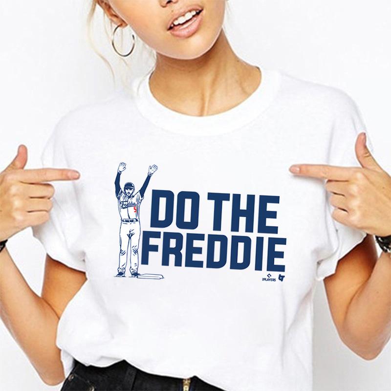 Freddie Freeman American Baseball Player Print Loose Round Neck Pure Cotton Short Sleeved T-Shirts Unisex