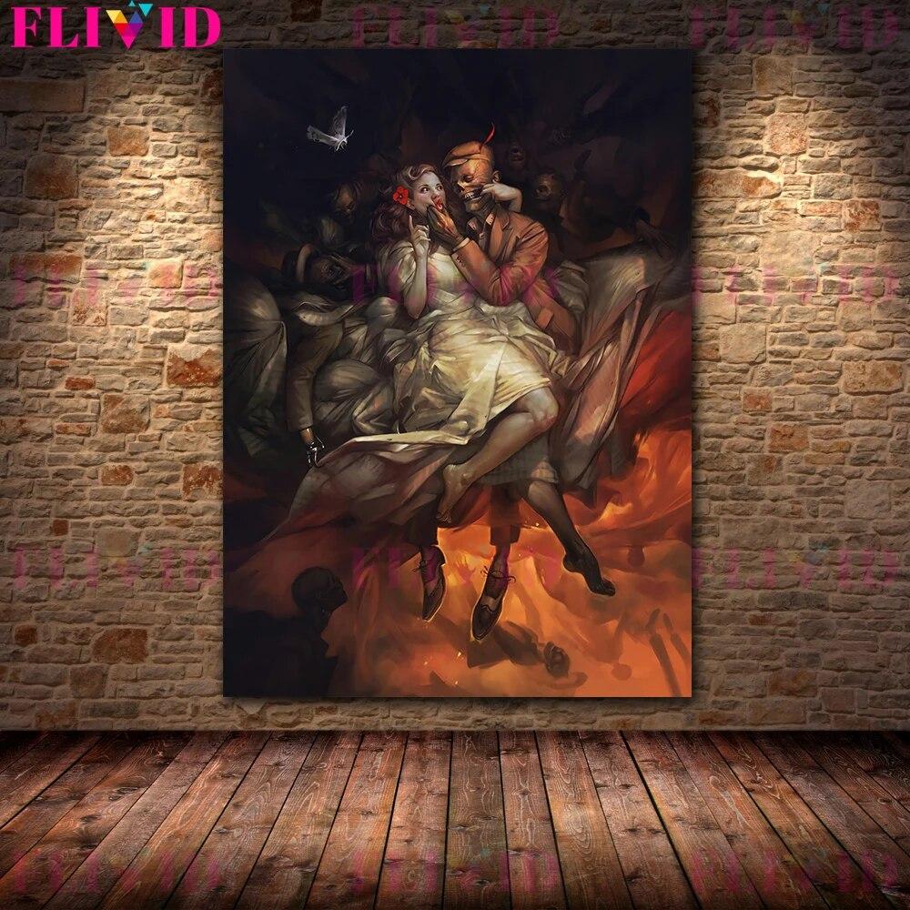 Sweetest Horror Rose Girl Wall Art Canvas Painting Decoration Colorful Witch Art Modern Abstraction Posters And Prints No Frame