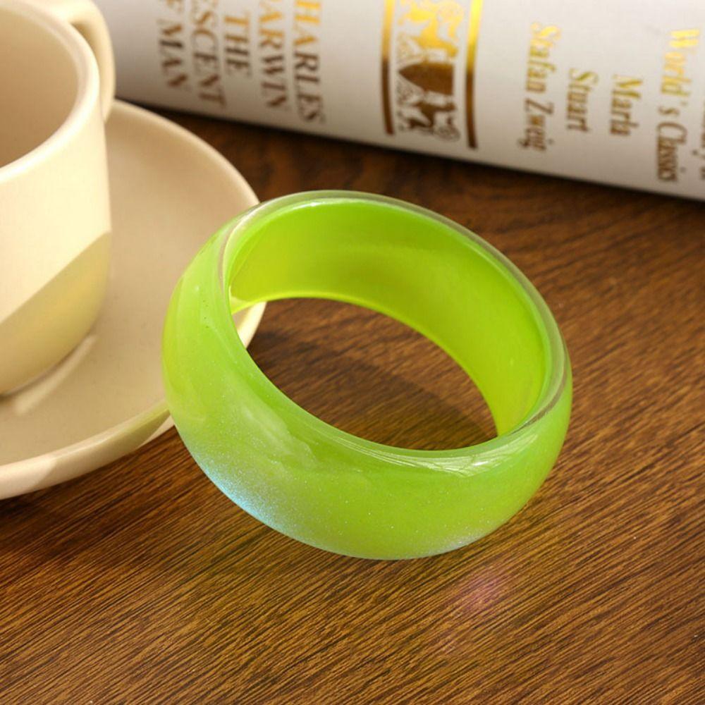 Geometric Design Irregular Wide Bracelet Glitter Big Round Transparent Hand Ring Gift