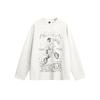 Unisex Oversized Streetwear Long Sleeve Tee With Abstract Sketch Print Cotton Blend Casual Top