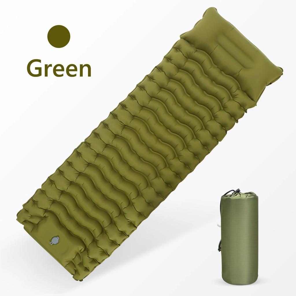 Outdoor Camping Inflatable Mattress Thicken Sleeping Pad with Built-in Pillow & Pump Air Mat for Travel Hiking Climbing