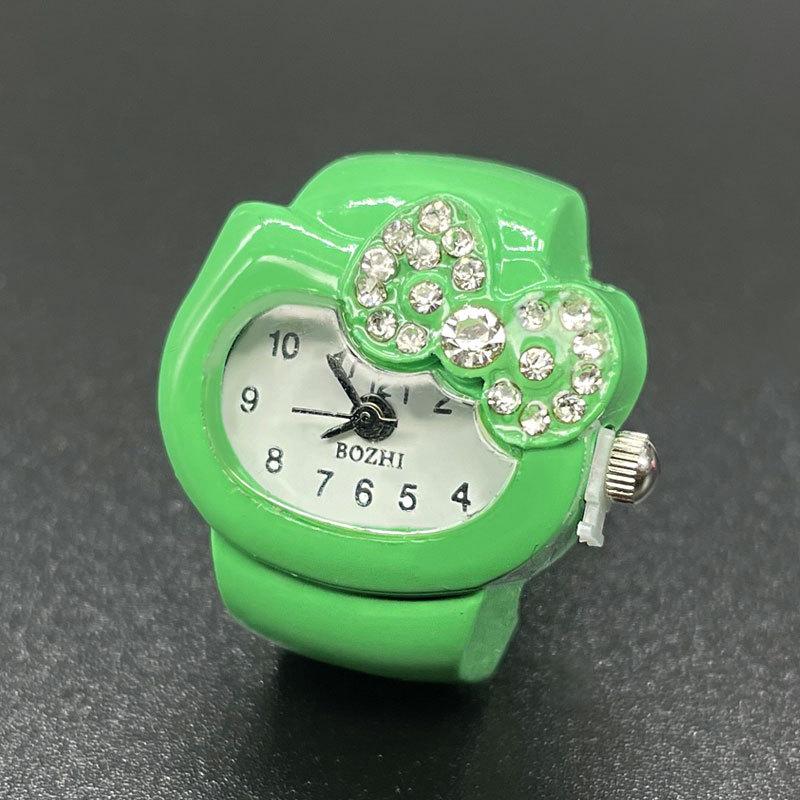 Clock Ring Bow Water Diamond Cute Simple Fashionable Unique Ring Versatile Colorful Ring Watch Exquisite Gift