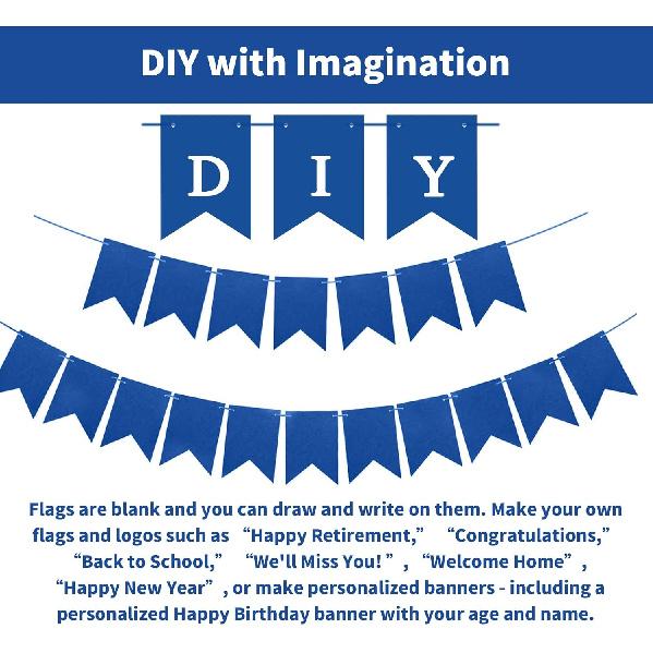 Blue Banner kit, Phrase Banner, ize Your Party Banner Signs, Handwriting Banners Party Supplies Unique Decor With Letters A~Z and heart Stencil