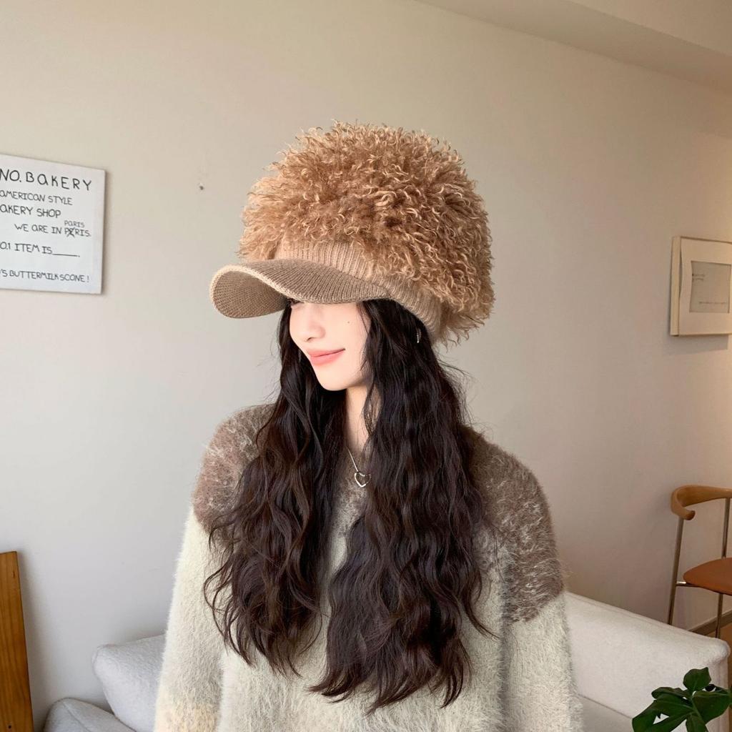 Женские шапки Милые и крутые детки Плюшевая вязаная бейсболка Модная осенне-зимняя шапка Женская шапка