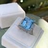 Новое женское кольцо на палец с большим небесно-голубым камнем для коктейльной вечеринки, великолепные женские аксессуары, подарок для красоты, стильные ювелирные изделия