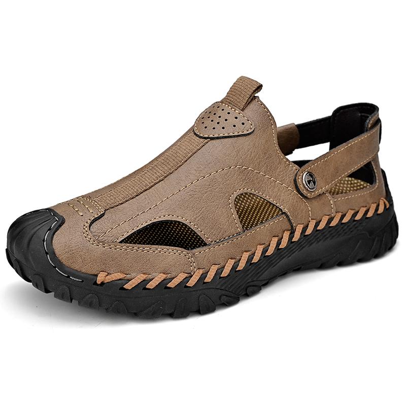 Italian Brand Men's Hiking Shoes Slip Resistant Comfortable Casual Shoes Summer Men's Sandals Simple Gray Free Delivery