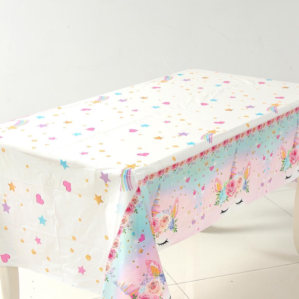 Unicorn Party Disposable Tablecloth Unicorn Birthday Party Decoration Girl Disposable Tableware Tablecloth Girls Baby Shower