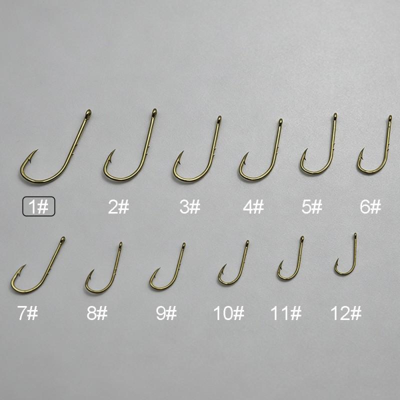 12-Box Pack 1200pcs Size 1 Tube-Eye Fishing Hooks With Barbs Sea Offshore Boat Casting