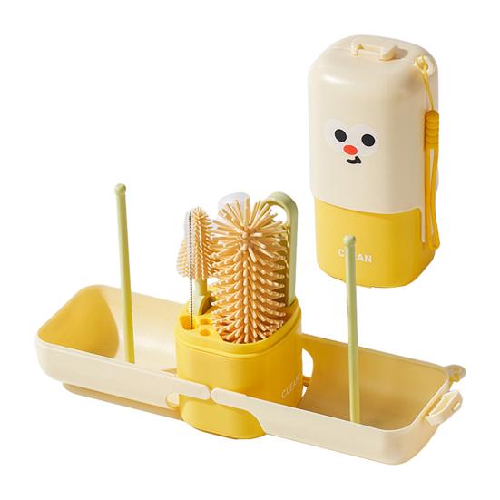 Cup Brush Food Grade Multifunctional 7-in-1 Cleaning Drying Set Portable Travel Storage Box Baby Feeding Bottle Cleaner