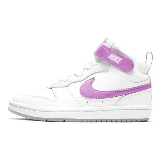 Nike Mid 2 Ретро Повседневные Нескользящие Амортизирующие Прочные Полувысокие Детские Кеды для Скейтборда Детские кеды Белый Фиолетовый CD7783-103