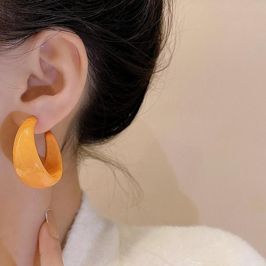 Women's Daily Orange Ivory Silver Needle Earrings