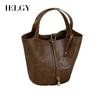 Women's Retro Portable Vegetable Basket Bag, Fashionable and Simple Bucket Versatile Messenger Bag
