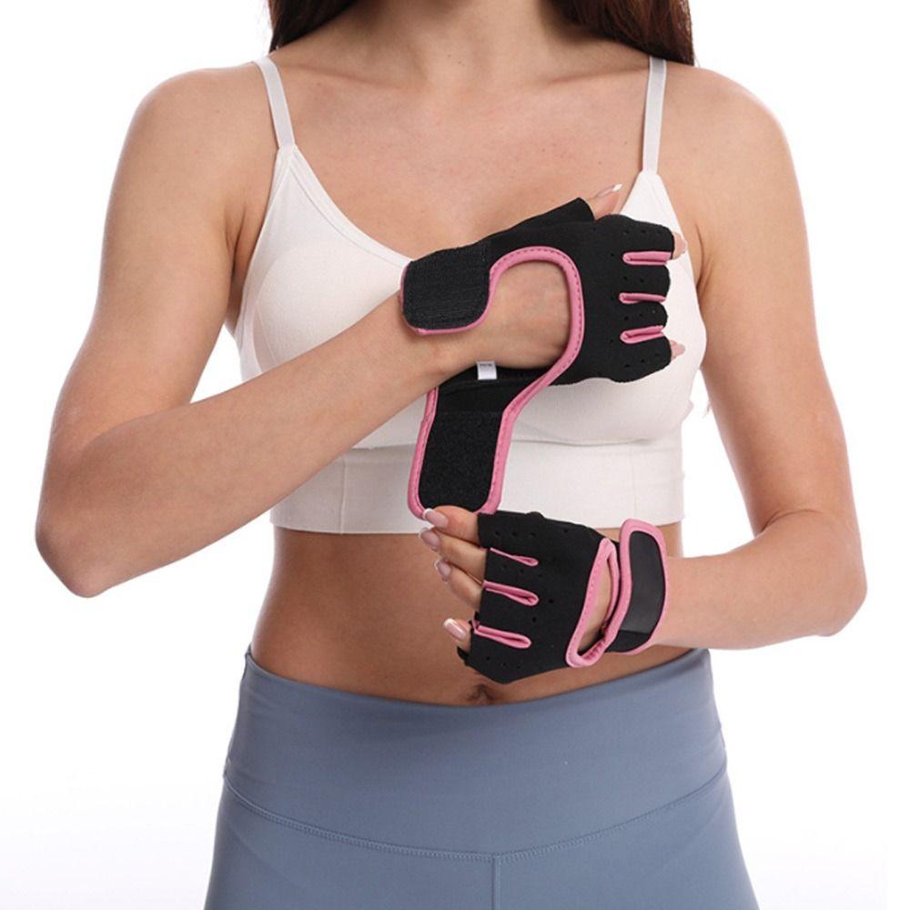 Hollow Back Fitness Gloves Breathable Fitness Gym Mittens Half Finger  Women Men