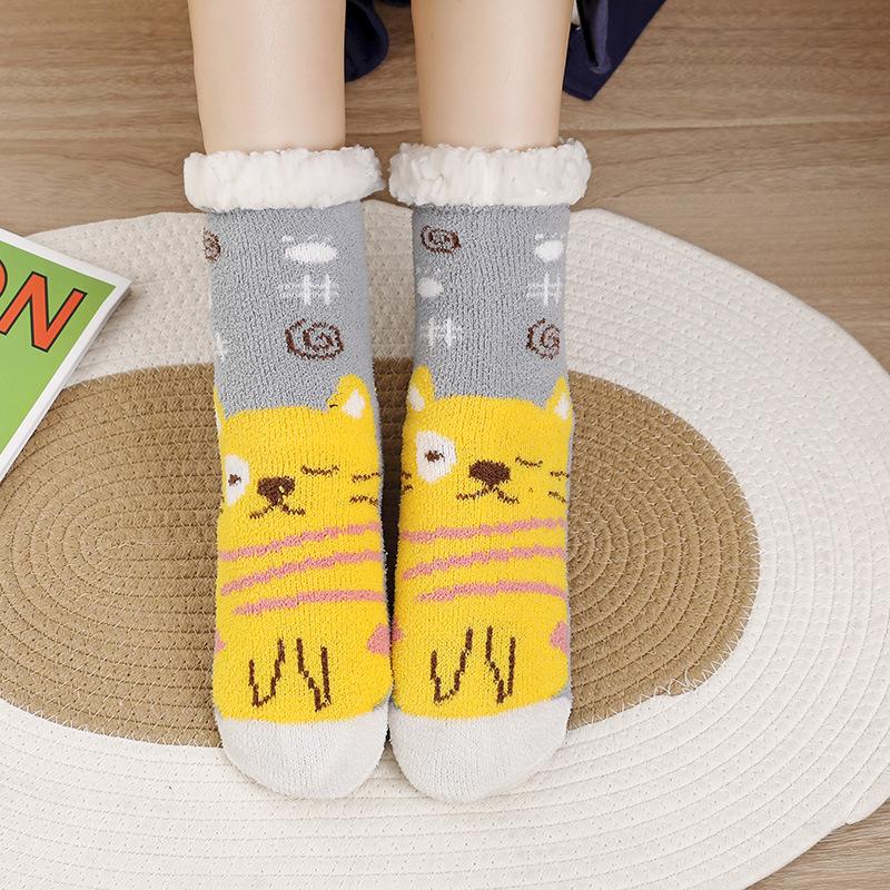 Толстые и фланелевые, носки для мужчин, теплые носки, противоскользящие чехлы для пола и защиты ног, женские носки