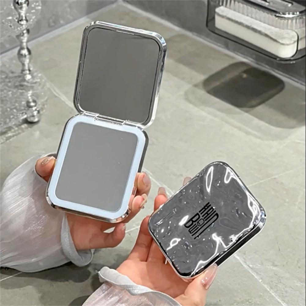 Светодиодное зеркало для макияжа, студенческое общежитие с подсветкой, складные зеркала, настольное ручное зеркало, женские портативные дорожные косметические зеркала