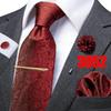 Hi-Tie Mens Silk Tie Set Brooch Pin Necktie Hanky Cufflinks Tie Clip for Business Wedding