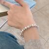 Shining Zircon Pearl Crystal Bracelet Elegant Double Layer Bracelet Beaded Hand Bangle  Women