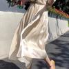 Summer New High Waist Pleated Loose Skirts for Women Fashion Solid Slim Fit A Line Casual Skirt Woman Elegant Vintage Female Long Skirt 26327