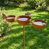 Metal 3-Tiered Bird Bath Rusted Bird Water Bowls Bird Food Container Bird Feeding Station  Lawn