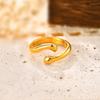 Creative Geometric Embrace Ring for Women, 18K Gold Plated High Polished Opening Rings, Waterproof Stainless Steel Jewelry Gift