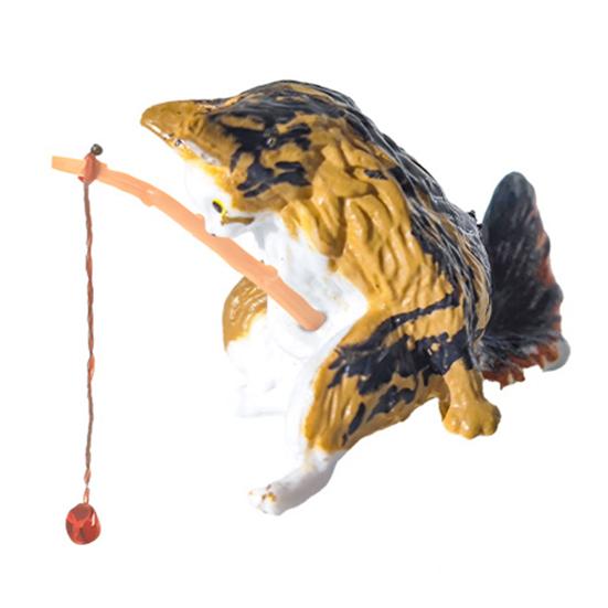 Cat Fishing Figurine Mini Resin Cute Cat Statue Miniature Fish Tank Landscaping Aquarium Decor for Fairy Garden Home Decor