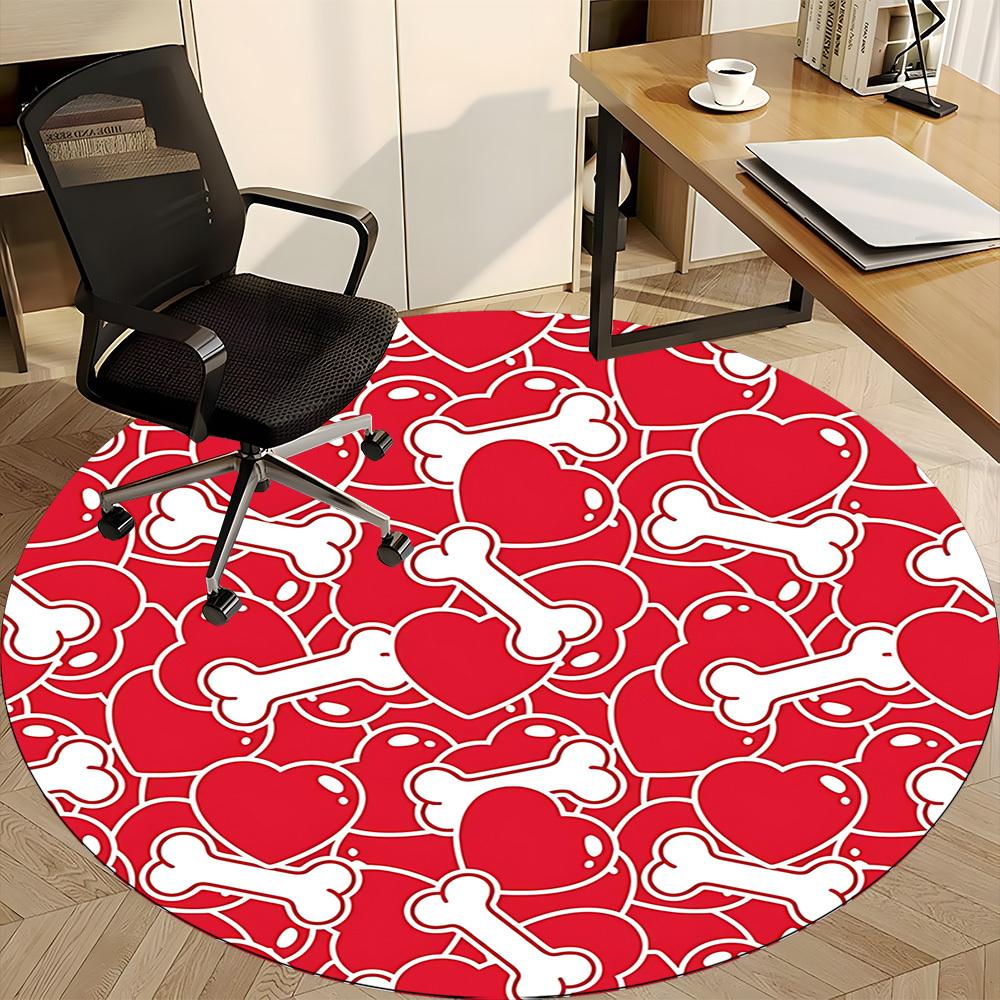 1pc Heart Bone Pattern Chair Carpet for Office Machine Washable Rug for Office, Good Gift for Family or Friends yy251225194