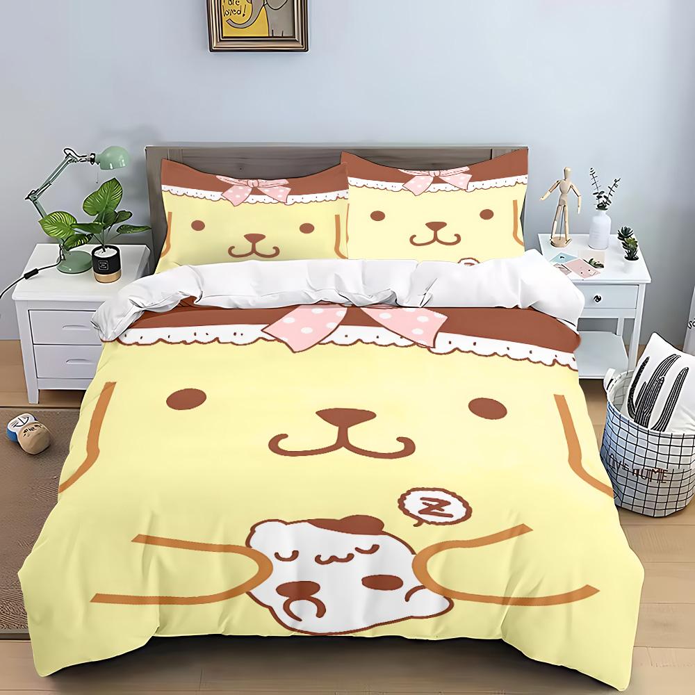 Cartoon Pom Pom Pudding Duvet Cover Queen King Size Bedding Set Adult Boys Girls Bedroom Decoration Children Gift Double 3 Pcs