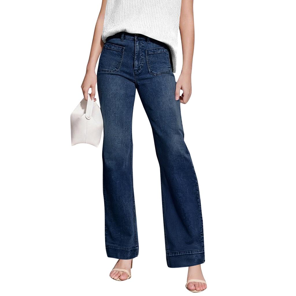 Женские джинсы карго с высокой посадкой, 6 карманами, прямые, широкие, повседневные, свободного кроя