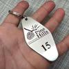 Custom Hotel Metal Keychain Personalized Digital Hollow Stainless Steel Keyring Jewelry New