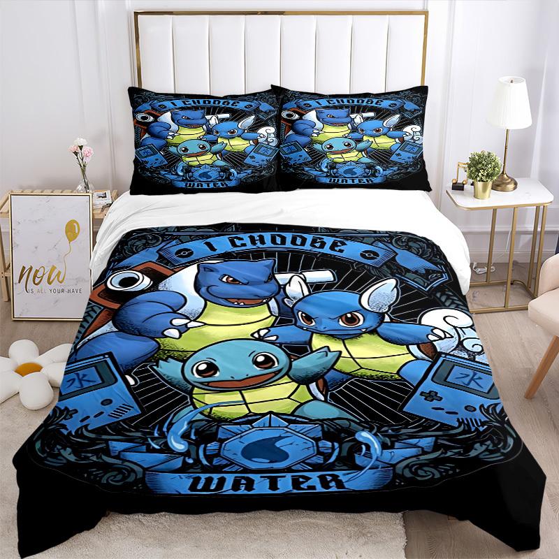 3pcs Pokemon Water Type Cover Set, 1 Cover + 2 Pillowcases (No Insert), Bedding for All Seasons, Bedding,Bedroom Decor yy250922053