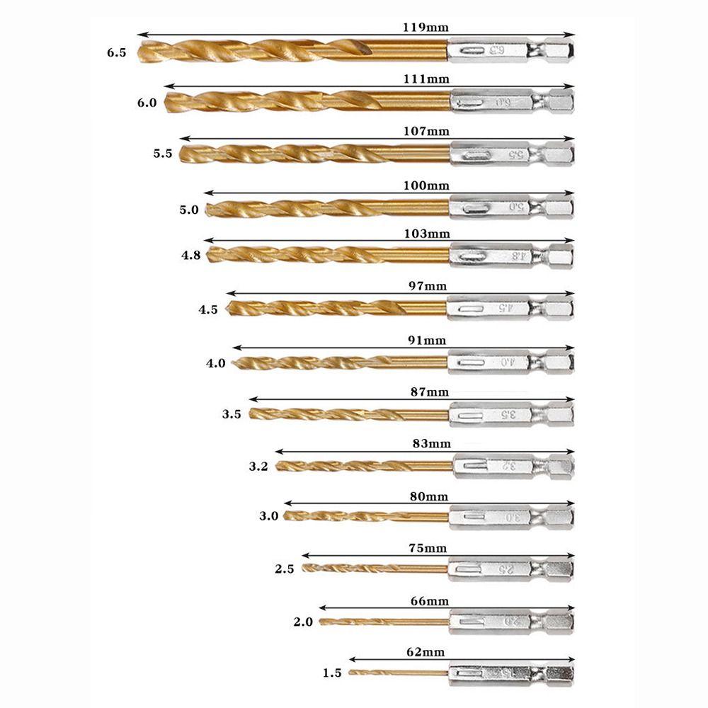 1.5-6.5mm Twist Drill Titanium Plated Wood Drilling New Power Accessory