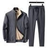 Мужская флисовая утолщенная спортивная куртка из двух частей, повседневный костюм, свитер, брюки