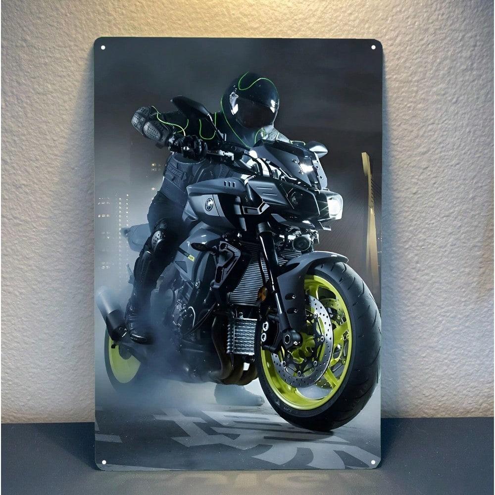 Винтажная металлическая жестяная табличка Yamaha MT10 20x30см Декор стены гаража бара