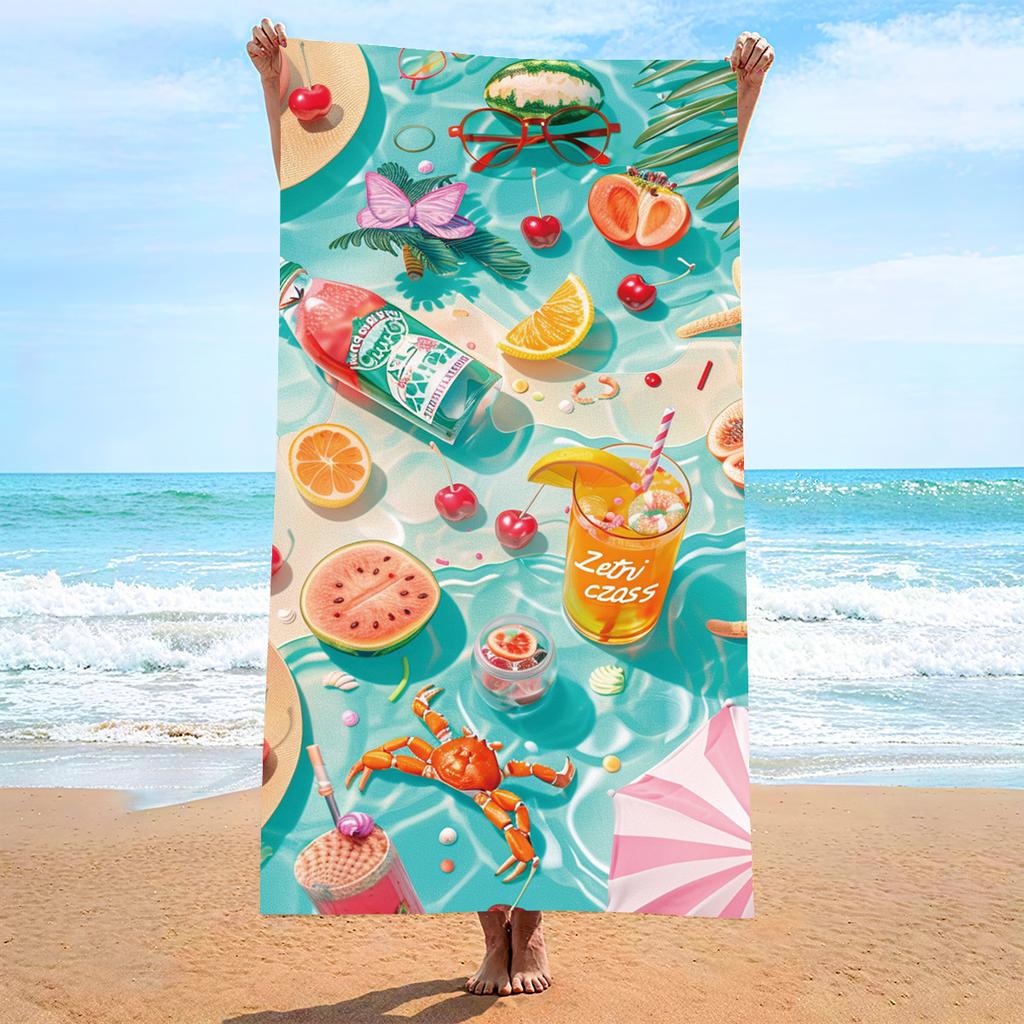 New, Double-sided Velvet Beach Towel Quick-drying Sports Towel Printed Bath Towel