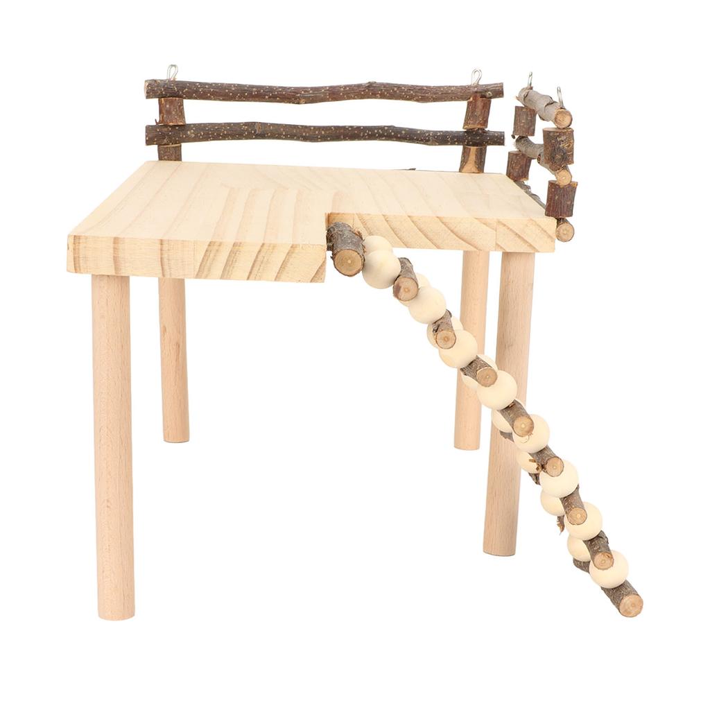 Wooden Hamster Climbing Toys Natural Log Hamster Climb Platform with Climbing Ladder for Eating