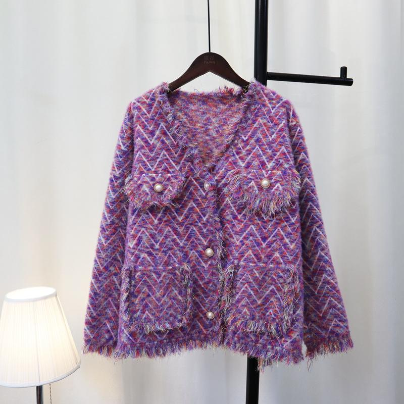 Кардиган вязаный из имитации норкового бархата с кисточками, женский, осенне-зимний, новый дизайн, куртка-свитер