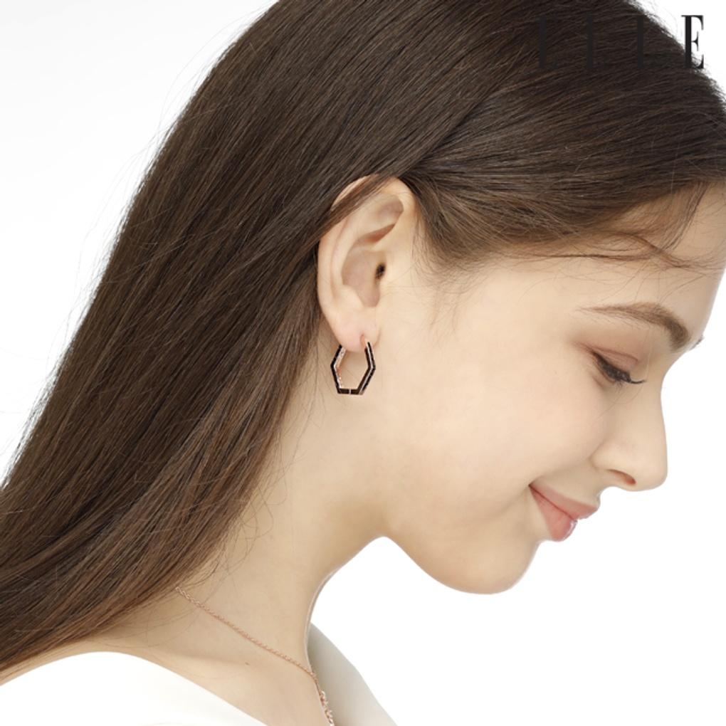 Базовые шестигранные серьги 14K с застежкой-щелчком (Золотая булавка) ELGPEE284