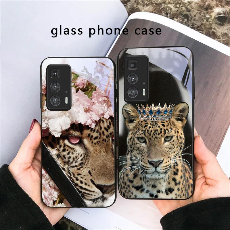 Цветочный Леопардовый Тень Для Motorola Moto Edge 20 Lite 30 Pro 40 Neo 50 Ultra G45 G54 G55 G75 G84 G85 GPlay 23 Стеклянный Чехол для Телефона