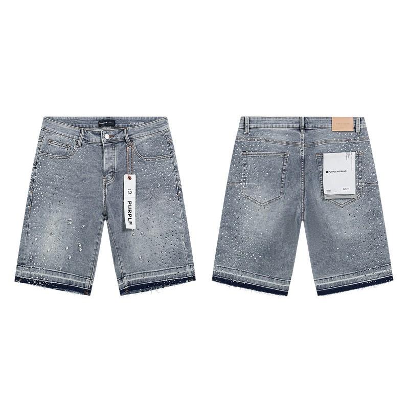 2026 Mens Premium American Streetwear Denim Shorts - Slim Fit Hand-Painted Distressed Low Rise Cotton Blend